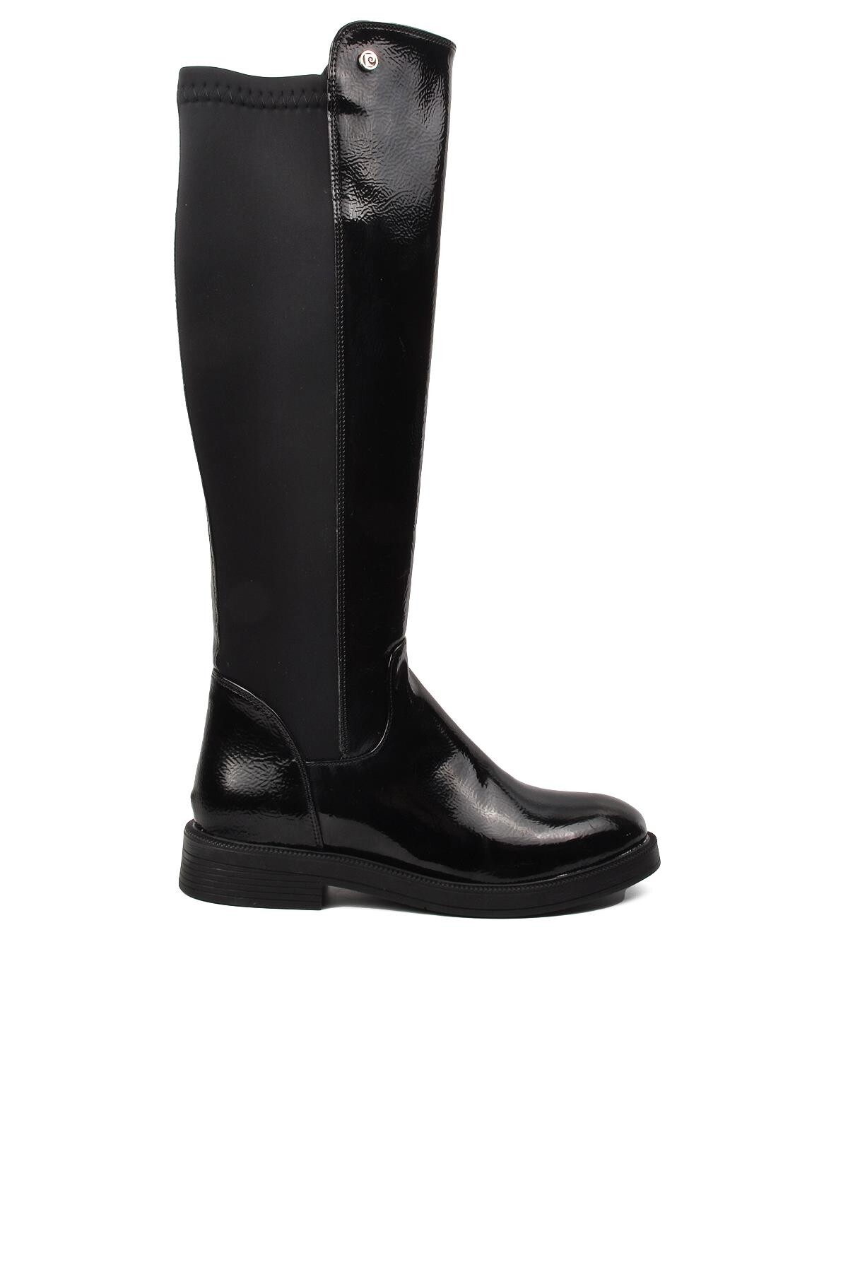 Pierre CardinBlack Wrinkled Stretch Flexible Ankle Women's Boots PC-52066 Z