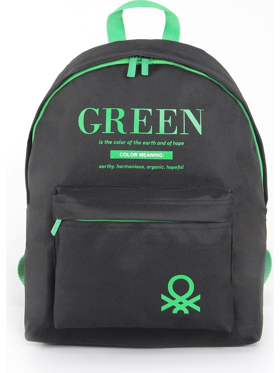 United Colors Of BenettonBlack-Green Unisex School Bag 03805