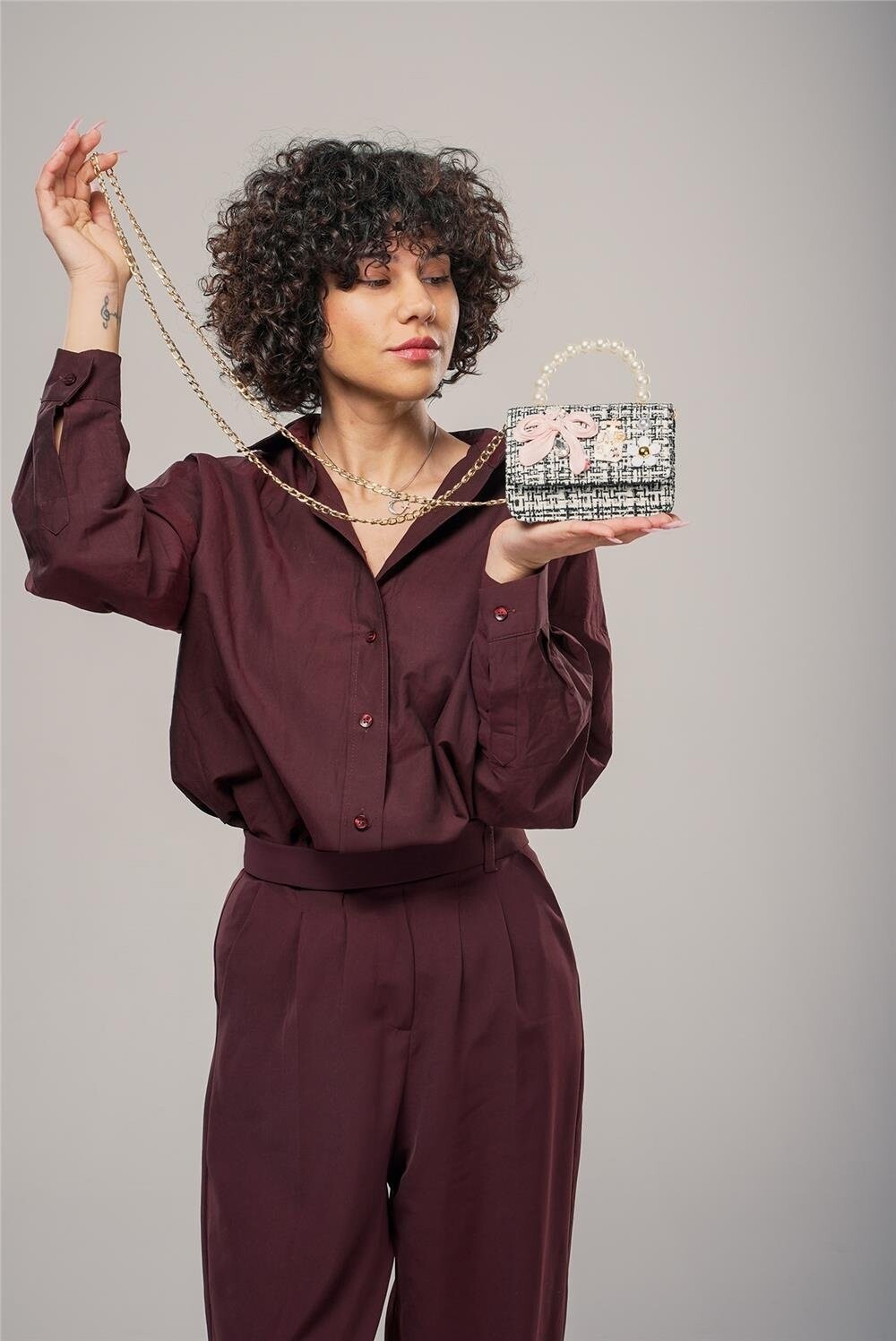 ÇÇSSiyah Beyaz Kadın El ve Omuz Çantası 17942