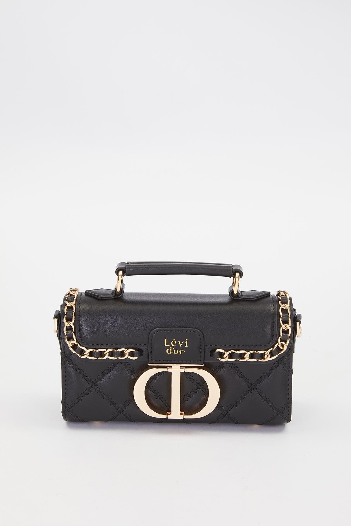 LevidorBlack Metal Ring Detail Shoulder Bag 930427