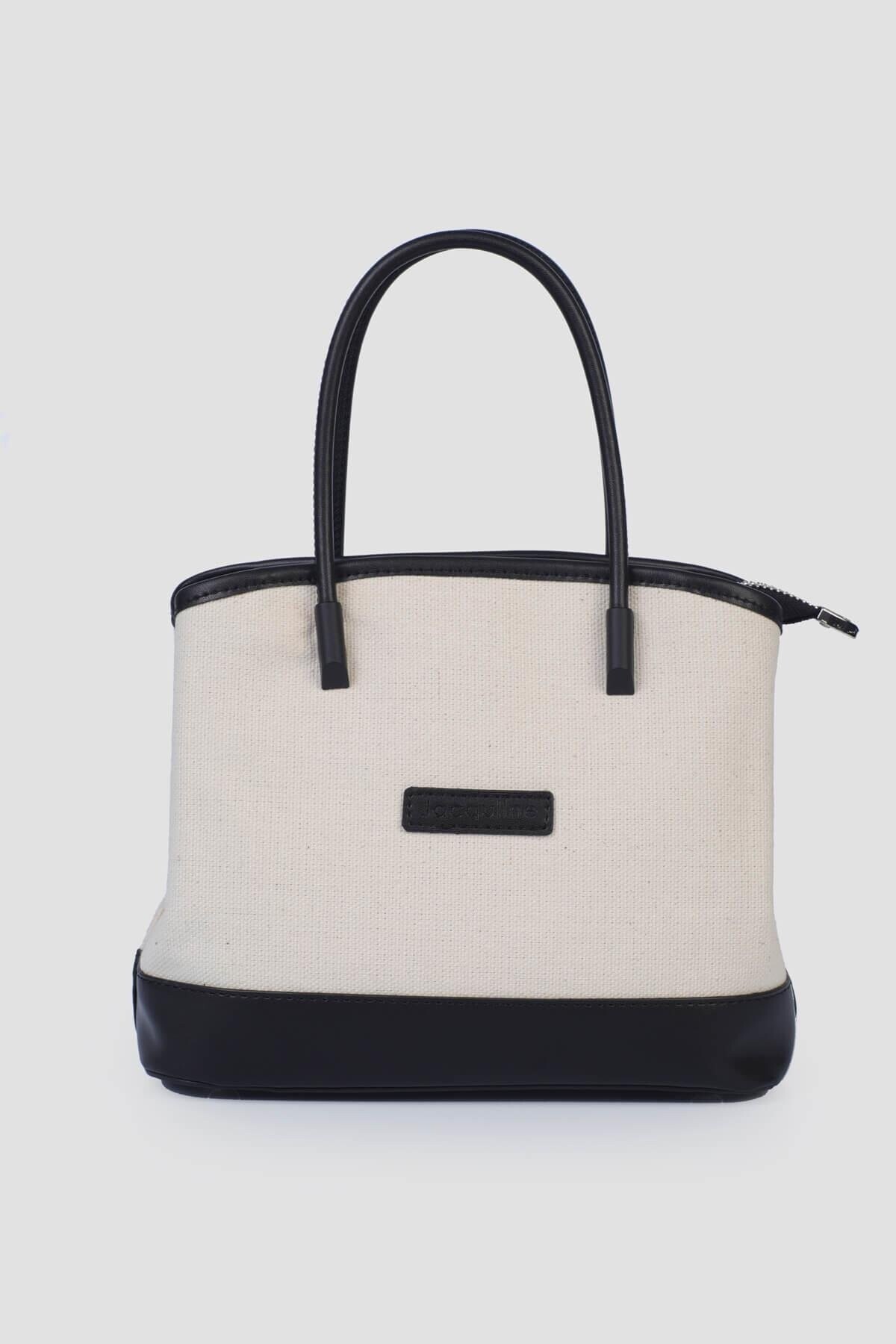 JacqulineSiyah Keten Kadın El ve Omuz Çantası IM582