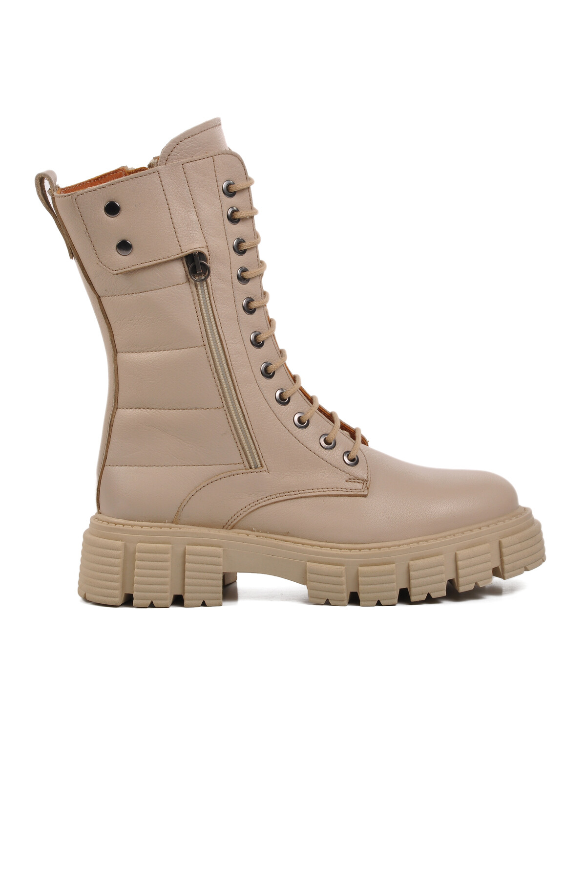 Castle BlackBej Fermuarlı Bağcıklı Kadın Bot 36871-1 Z