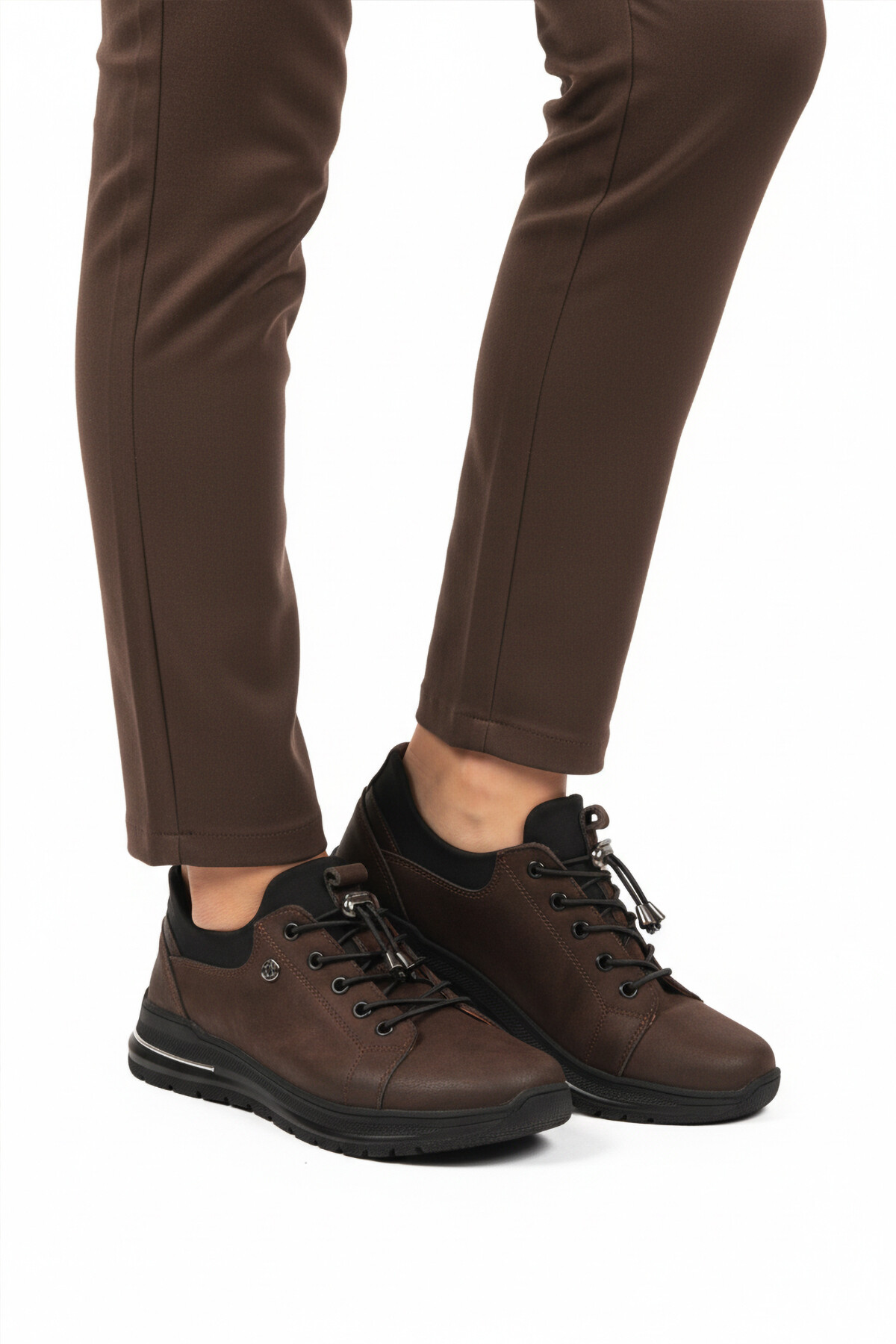 AyakmodKahve Nubuk Lastik Bağcıklı Kadın Casual Ayakkabı 5004 Z