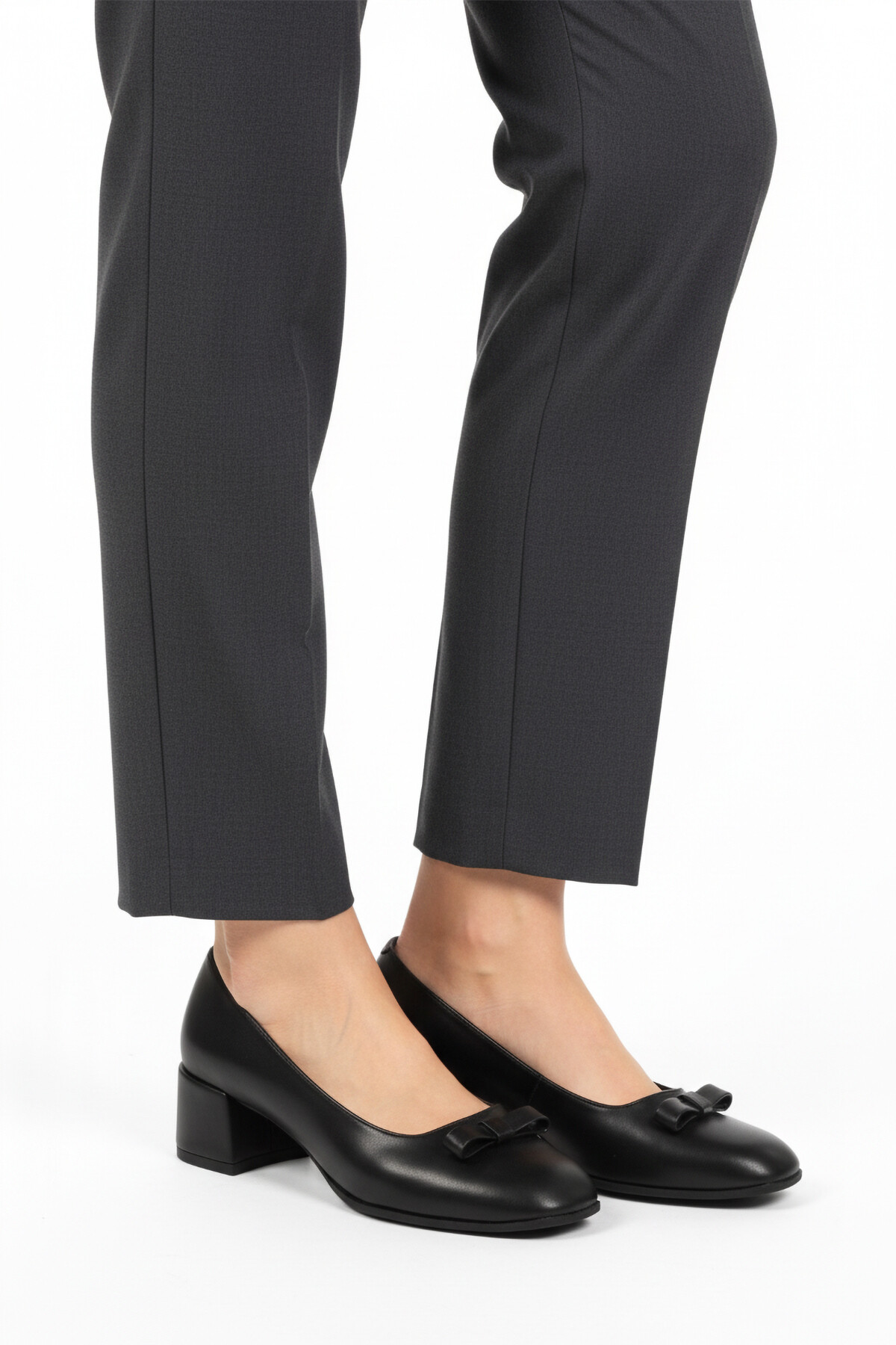 AyakmodBlack Skin Bow Ribbon Women's High Heel Shoes 519081 Z