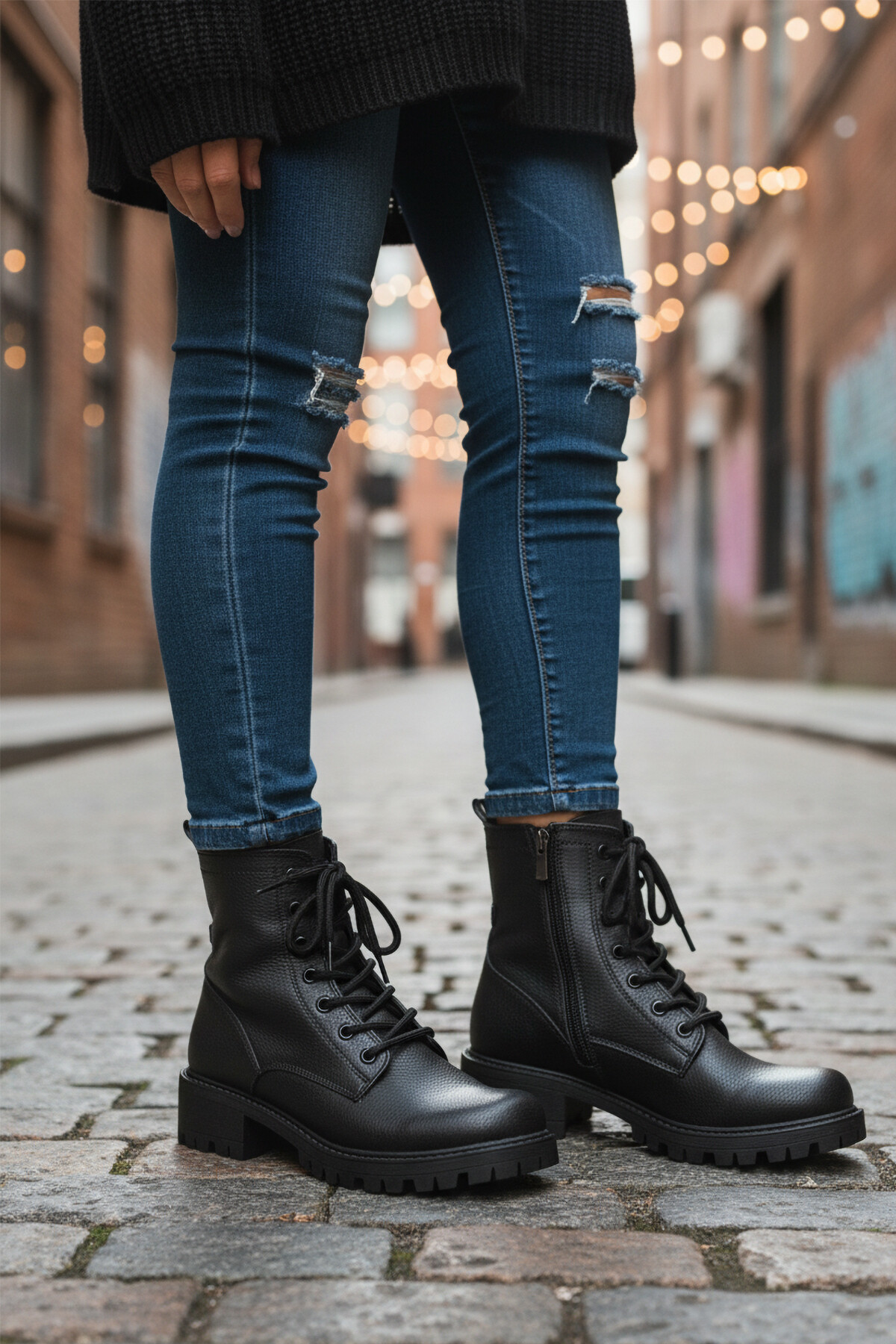 AyakmodSiyah Floter İçi Polarlı Kaymaz Taban Kadın Bot 23008 Z