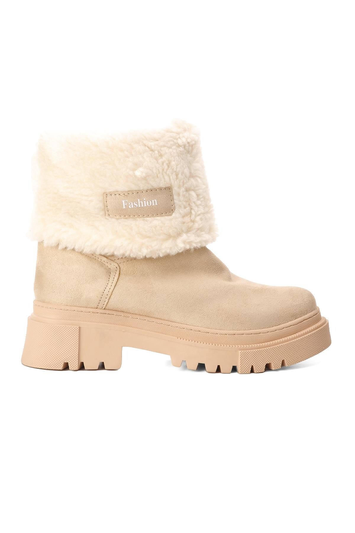 AyakmodKrem Süet  Kadın Bot 2167 Z