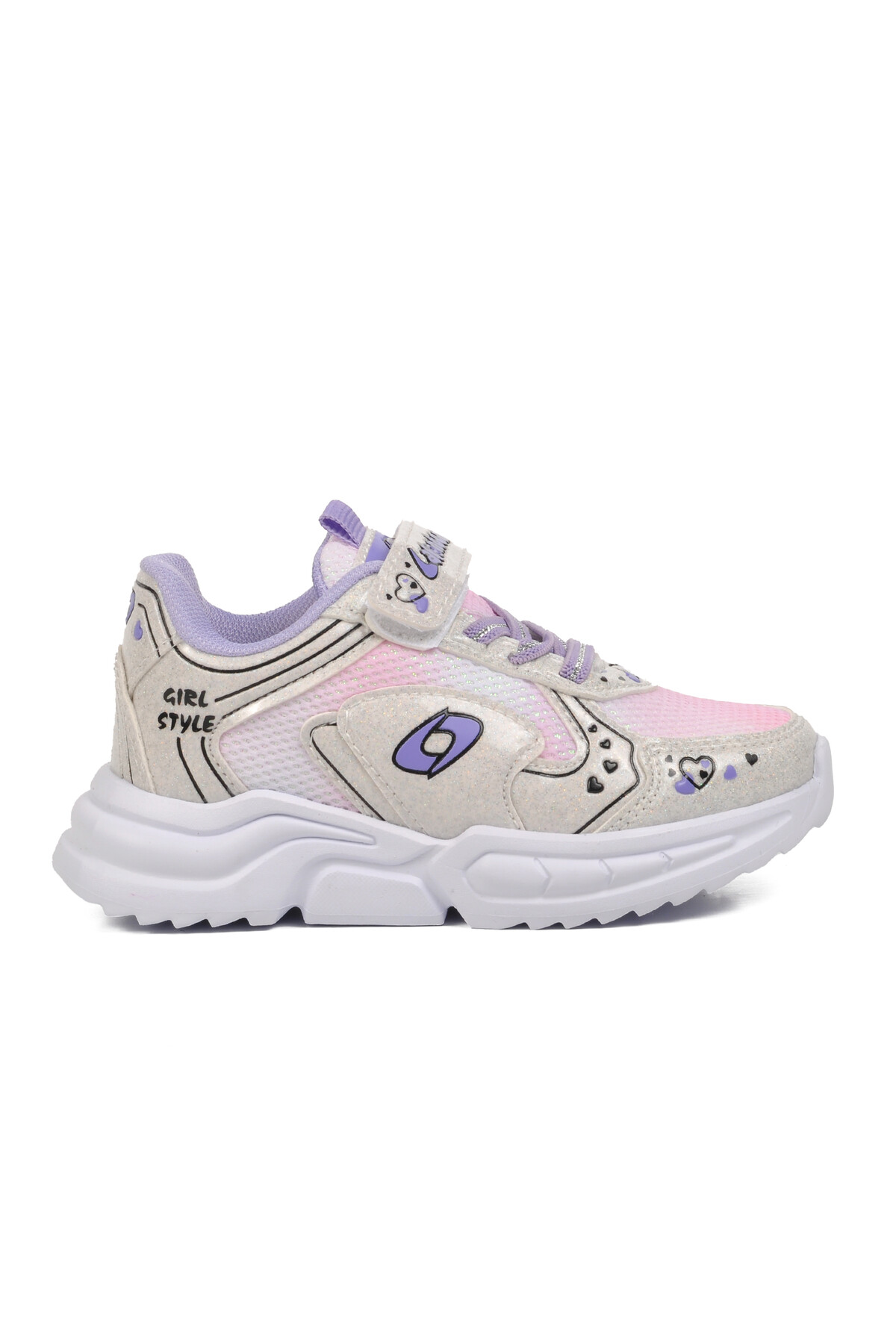 AyakmodWhite Lilac Velcro Girls Sneakers 732 P