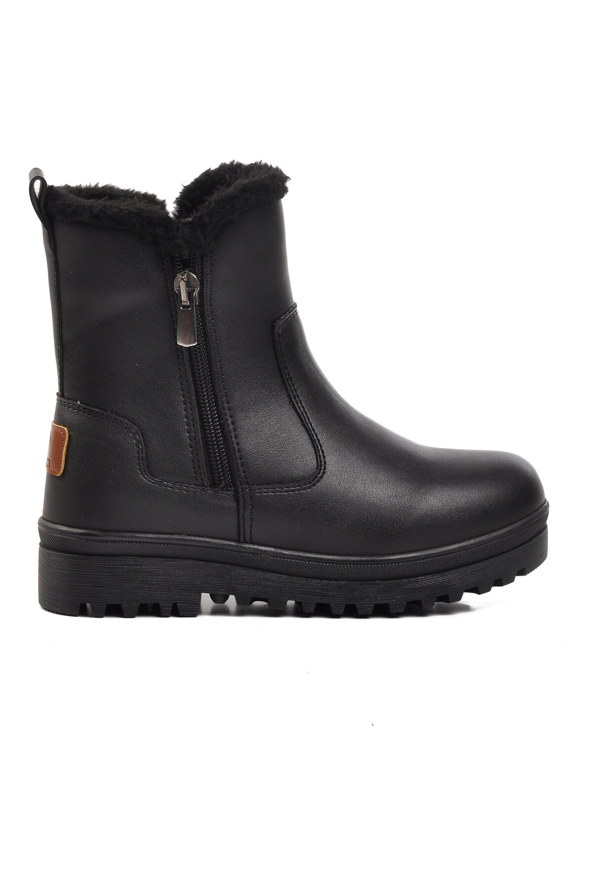 ايكمودحذاء أسود مبطن بالفرو للبنات 23003 F