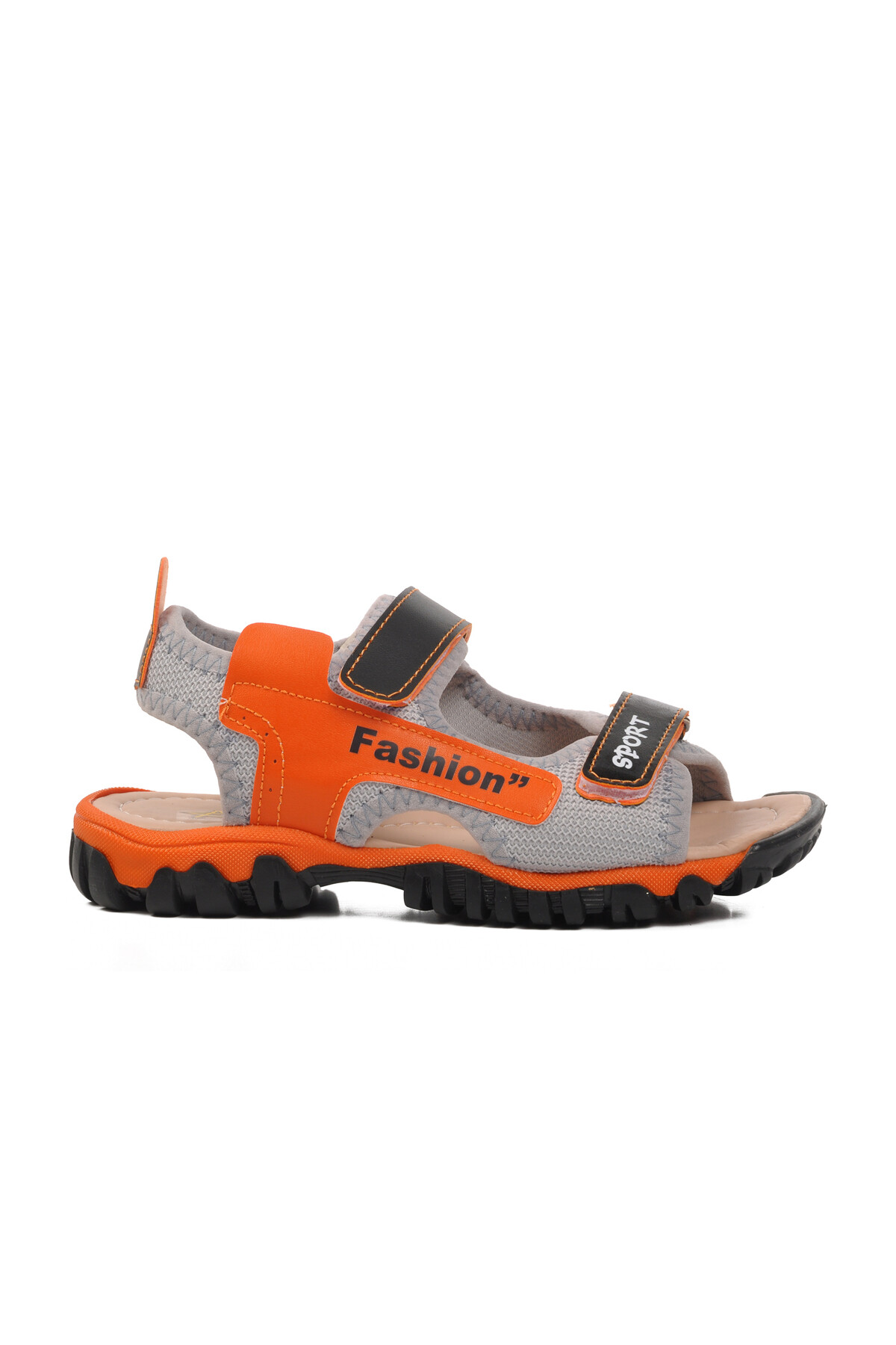 AyakmodBlack Orange Orthopedic Boys Sports Sandals 24-410 P