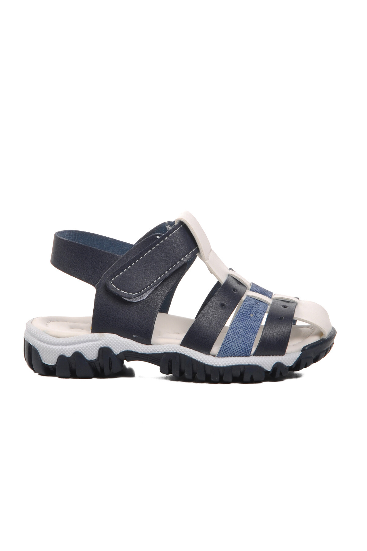 AyakmodNavy Blue-Denim-White Baby Flat Sandals 24-417 B