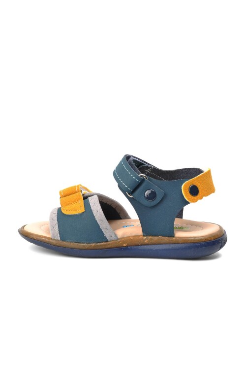 Navy Blue-Mustard Baby Flat Sandals 22Y06 B