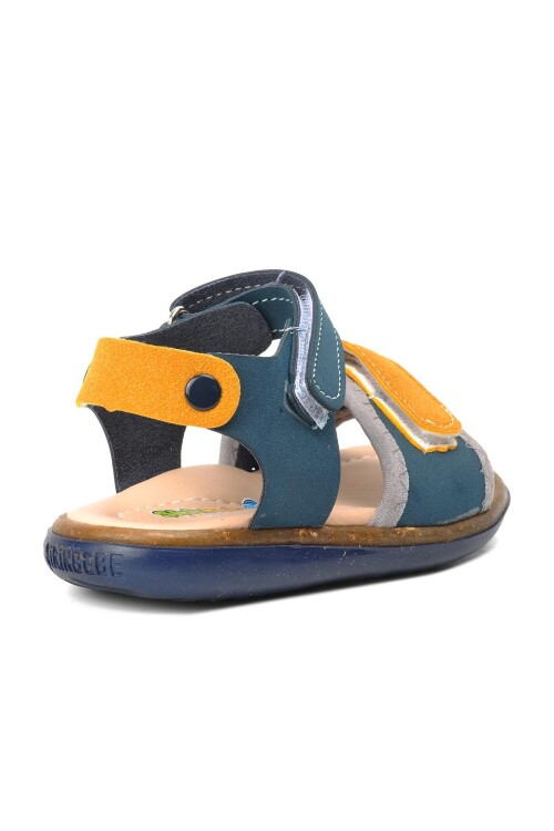 Navy Blue-Mustard Baby Flat Sandals 22Y06 B