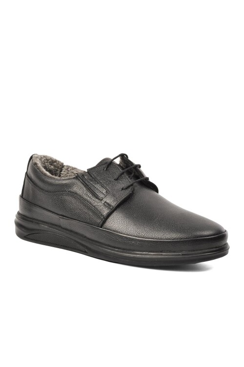 حذاء كاجوال رجالي من الجلد الطبيعي باللون الأسود مقاس 478 متر (مربوط)