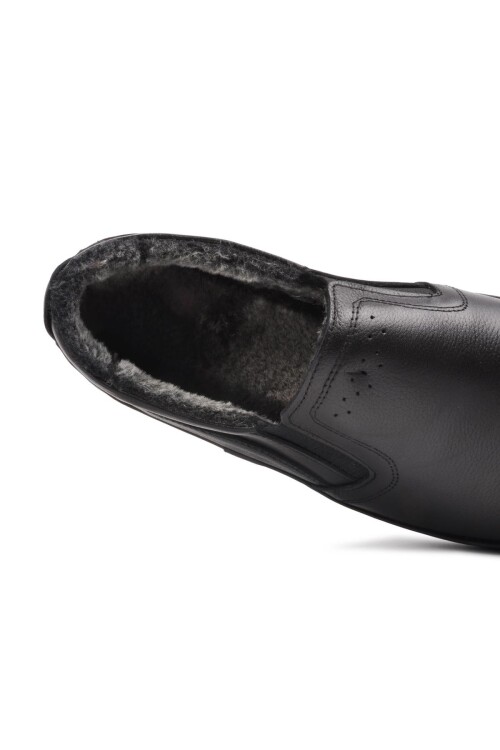 Siyah Hakiki Deri Erkek Günlük Ayakkabı 478 M Kürklü