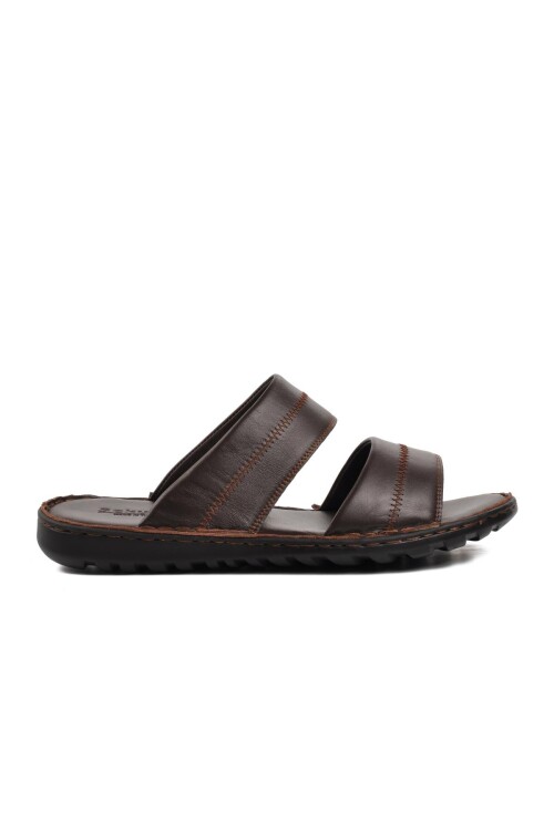 Büyük Numara Hakiki Deri Kahve Erkek Terlik 5311