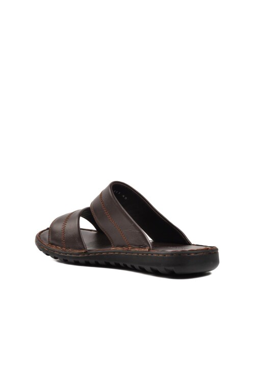 Büyük Numara Hakiki Deri Kahve Erkek Terlik 5311