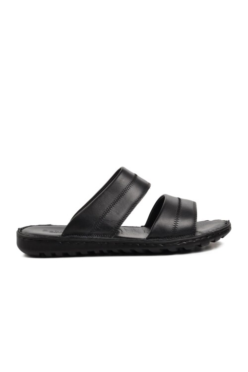 شبشب رجالي أسود من الجلد الطبيعي كبير الحجم 5311