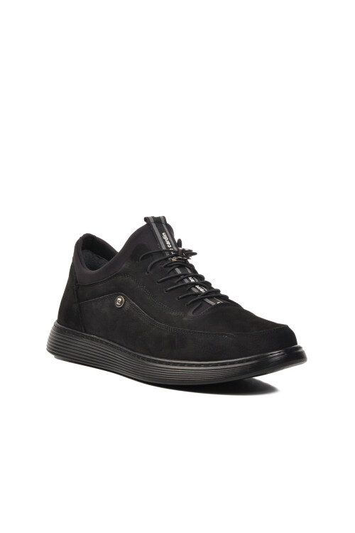 حذاء كاجوال رجالي من جلد النوبوك الأسود 382003 M