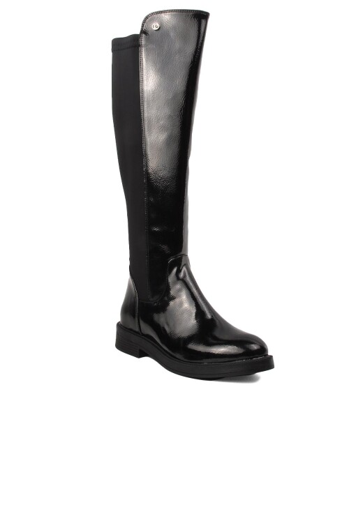 Pierre CardinBlack Wrinkled Stretch Flexible Ankle Women's Boots PC-52066 Z
