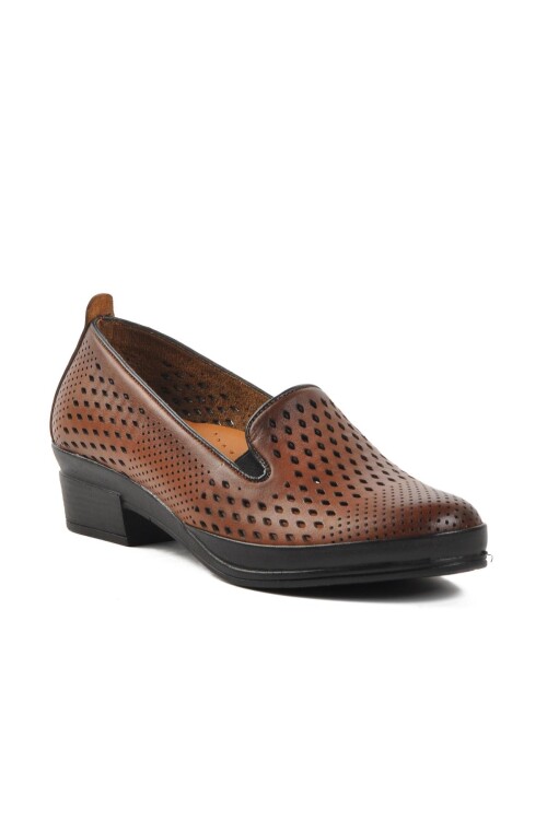 Tan Genuine Leather Orthopedic Womens Casual Shoes 82 Z