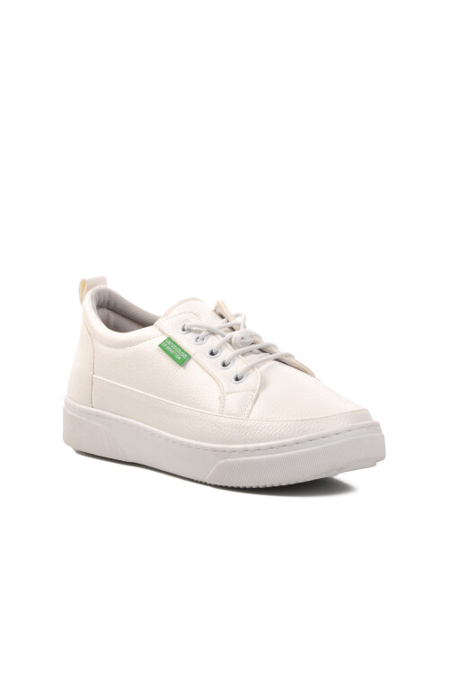 White Faux Leather Womens Sneakers BN-30366 Z