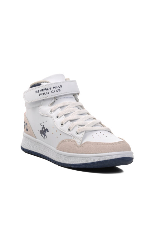 حذاء رياضي أبيض بشريط فيلكرو للجنسين حتى الكاحل PO-10302-1 F