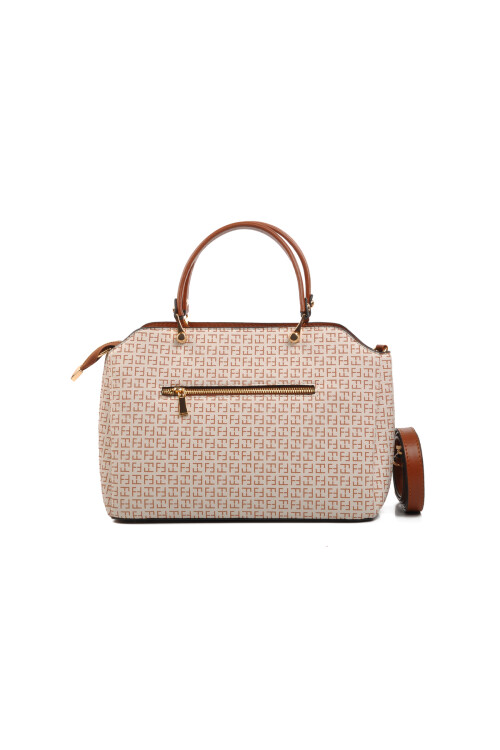 حقيبة كتف نسائية من الجلد الصناعي باللون البيج 4A08