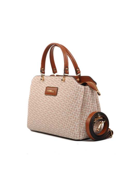 حقيبة كتف نسائية من الجلد الصناعي باللون البيج 4A08