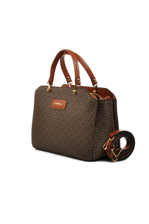 ForelliKahve Suni Deri Kadın Omuz Çantası 4A08 Çanta