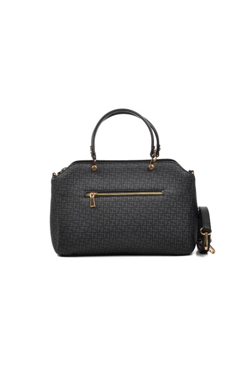 Black Faux Leather Womens Shoulder Bag 4A08 Bag