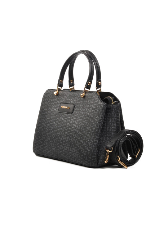 Black Faux Leather Womens Shoulder Bag 4A08 Bag