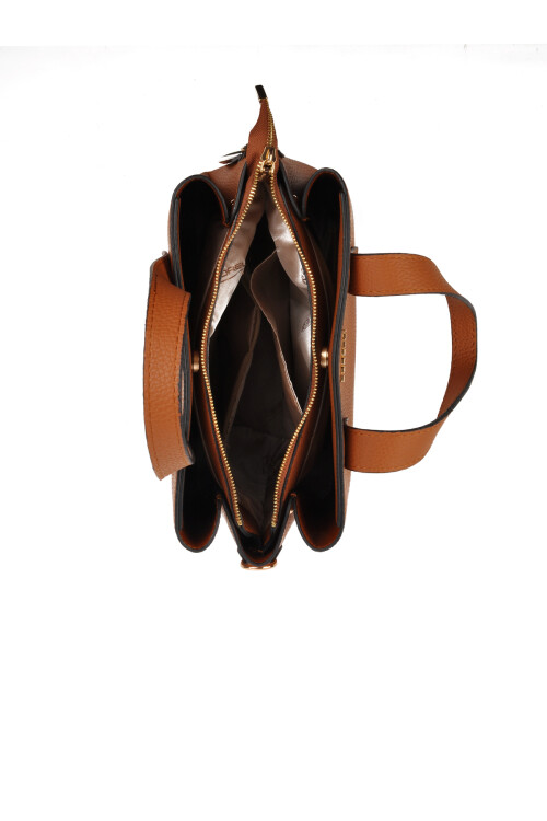 حقيبة كتف نسائية من الجلد الصناعي باللون البني 4A10