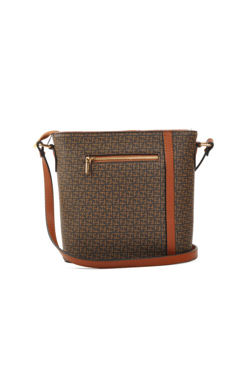 Brown Faux Leather Womens Shoulder Bag 4A36