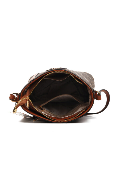 Brown Faux Leather Womens Shoulder Bag 4A36