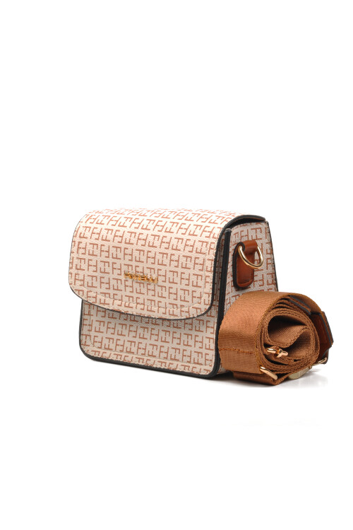 حقيبة كتف نسائية من الجلد الصناعي باللون البيج 4A48