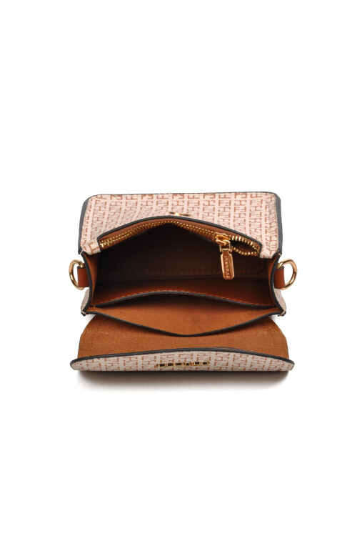 حقيبة كتف نسائية من الجلد الصناعي باللون البيج 4A48