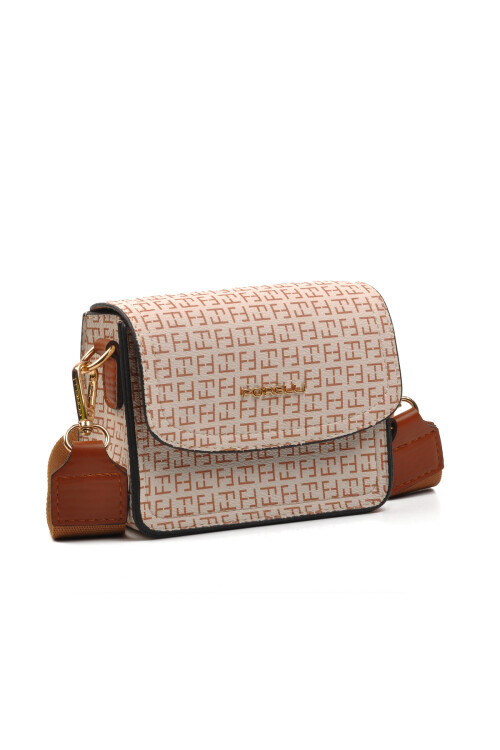 حقيبة كتف نسائية من الجلد الصناعي باللون البيج 4A48