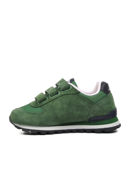 Green-Navy Blue Faux Leather Kids Sneaker Peru 102 19250 F