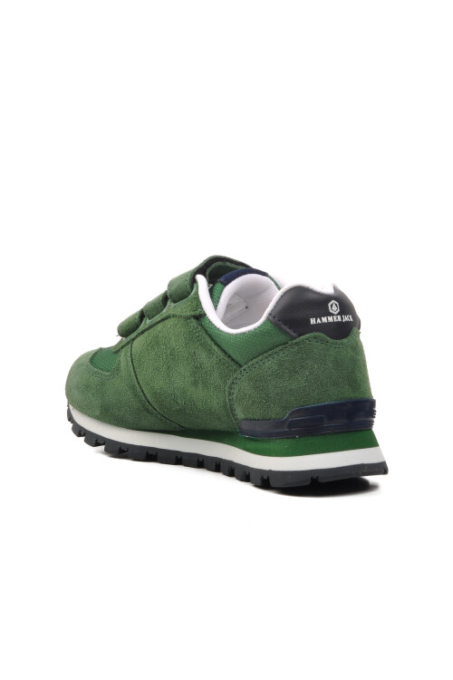 Green-Navy Blue Faux Leather Kids Sneaker Peru 102 19250 F