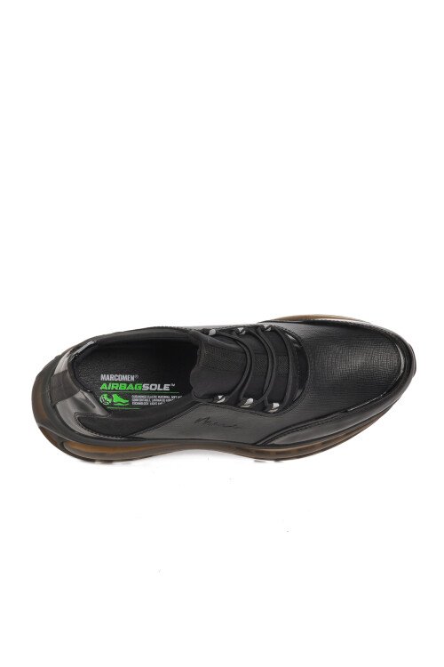 حذاء كاجوال رجالي من الجلد اللامع باللون الأسود والأسود 152-20140 M