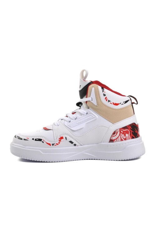White-Red Ankle-Length Womens Sneakers NFR-1000