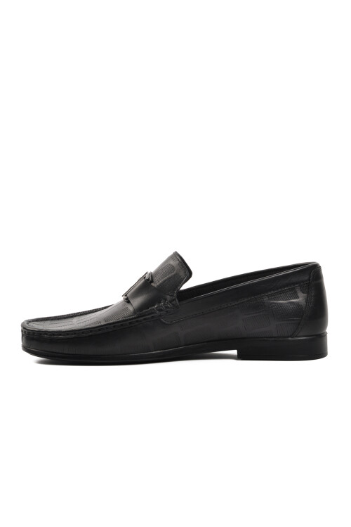 Black Genuine Leather Mens Loafer Shoes 25104 M