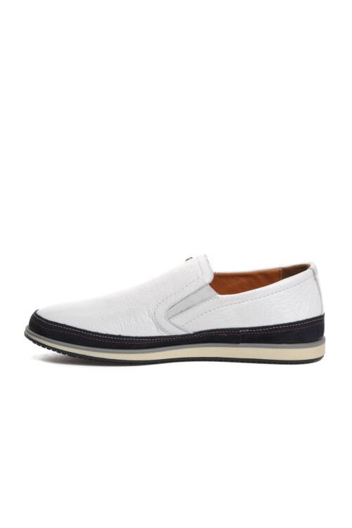 حذاء كاجوال رجالي من الجلد الطبيعي باللون الأبيض 62332 M