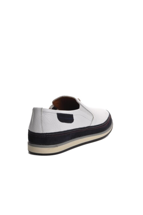 حذاء كاجوال رجالي من الجلد الطبيعي باللون الأبيض 62332 M