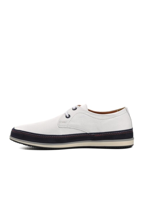 White Genuine Leather Mens Casual Shoes 62333 M