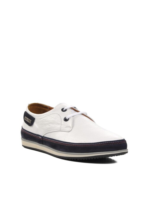 White Genuine Leather Mens Casual Shoes 62333 M