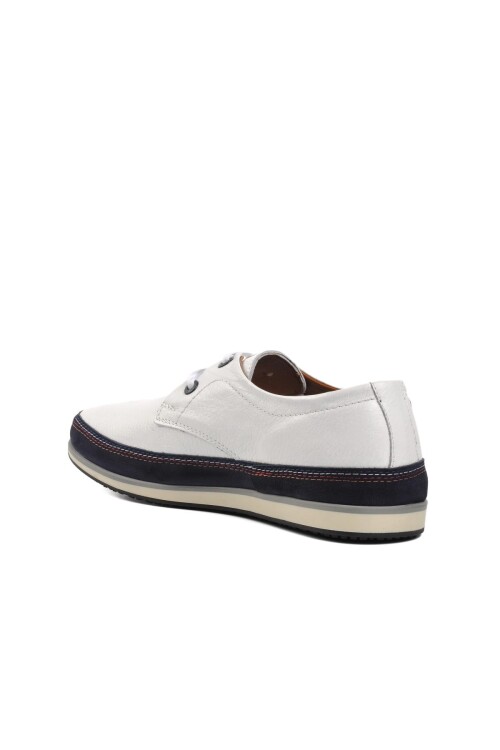 White Genuine Leather Mens Casual Shoes 62333 M