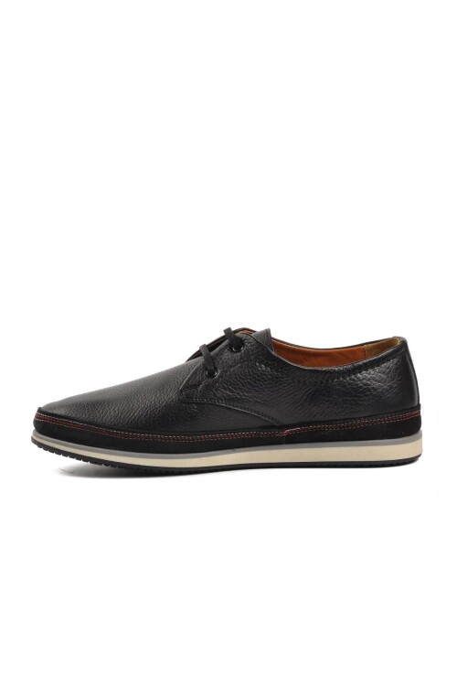 Black Genuine Leather Mens Casual Shoes 62333 M