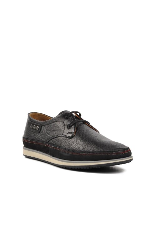 Black Genuine Leather Mens Casual Shoes 62333 M