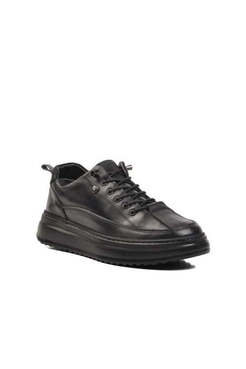 Black Genuine Leather Mens Casual Shoes 90402 M
